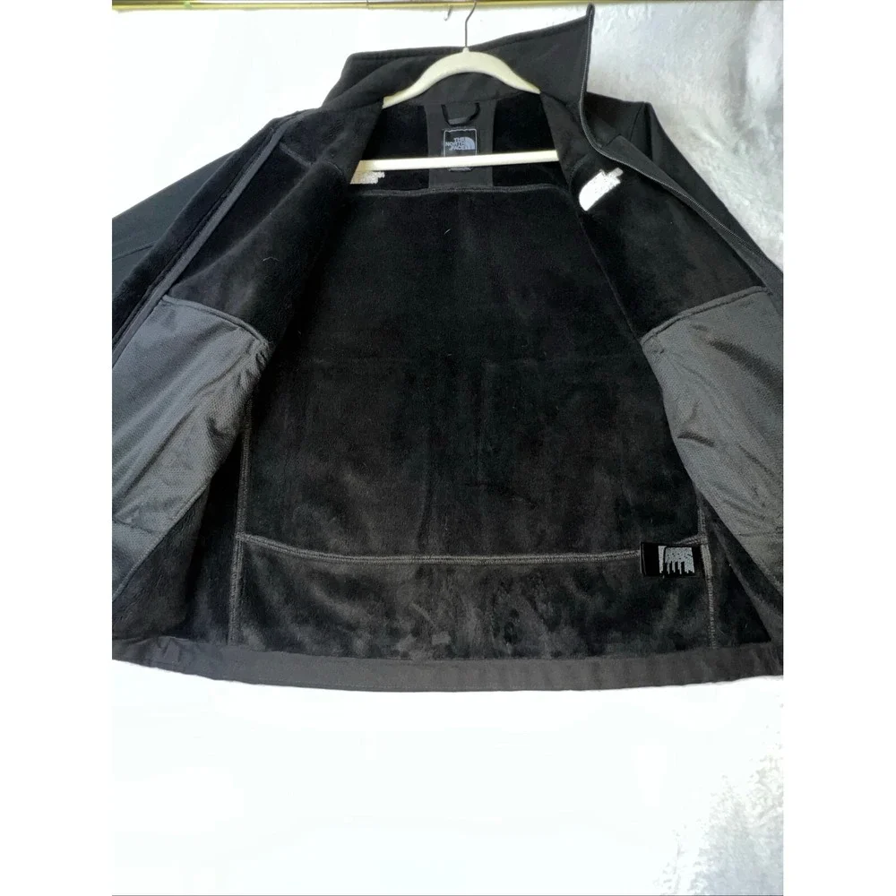 The North Face Jacket Mens M Black Lined Zip Pockets Mock Neck Fleece lining Out